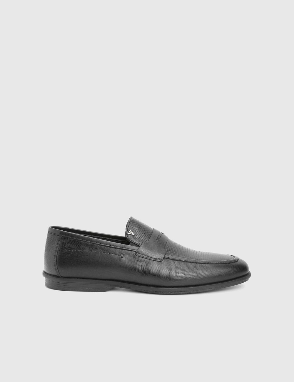 Argus Hakiki Basklı Deri Siyah Erkek Loafer