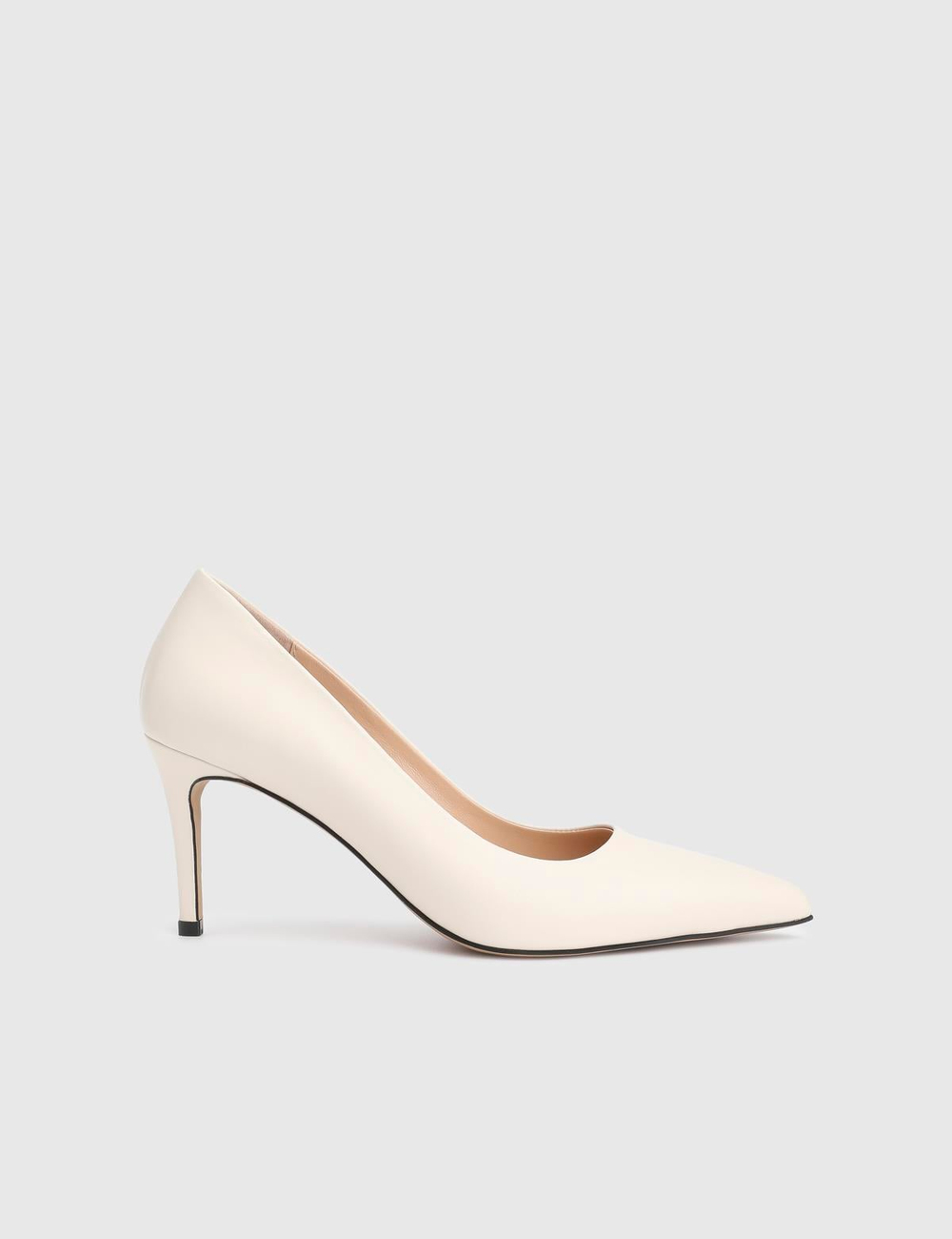 Haidee Hakiki Deri Bej Kadın Stiletto