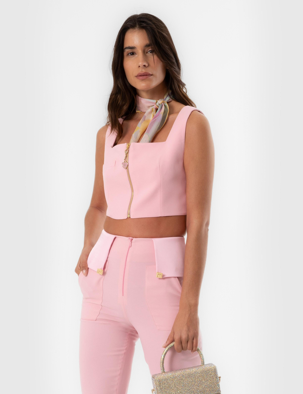 Jania Kadın Bluz Crop Pembe