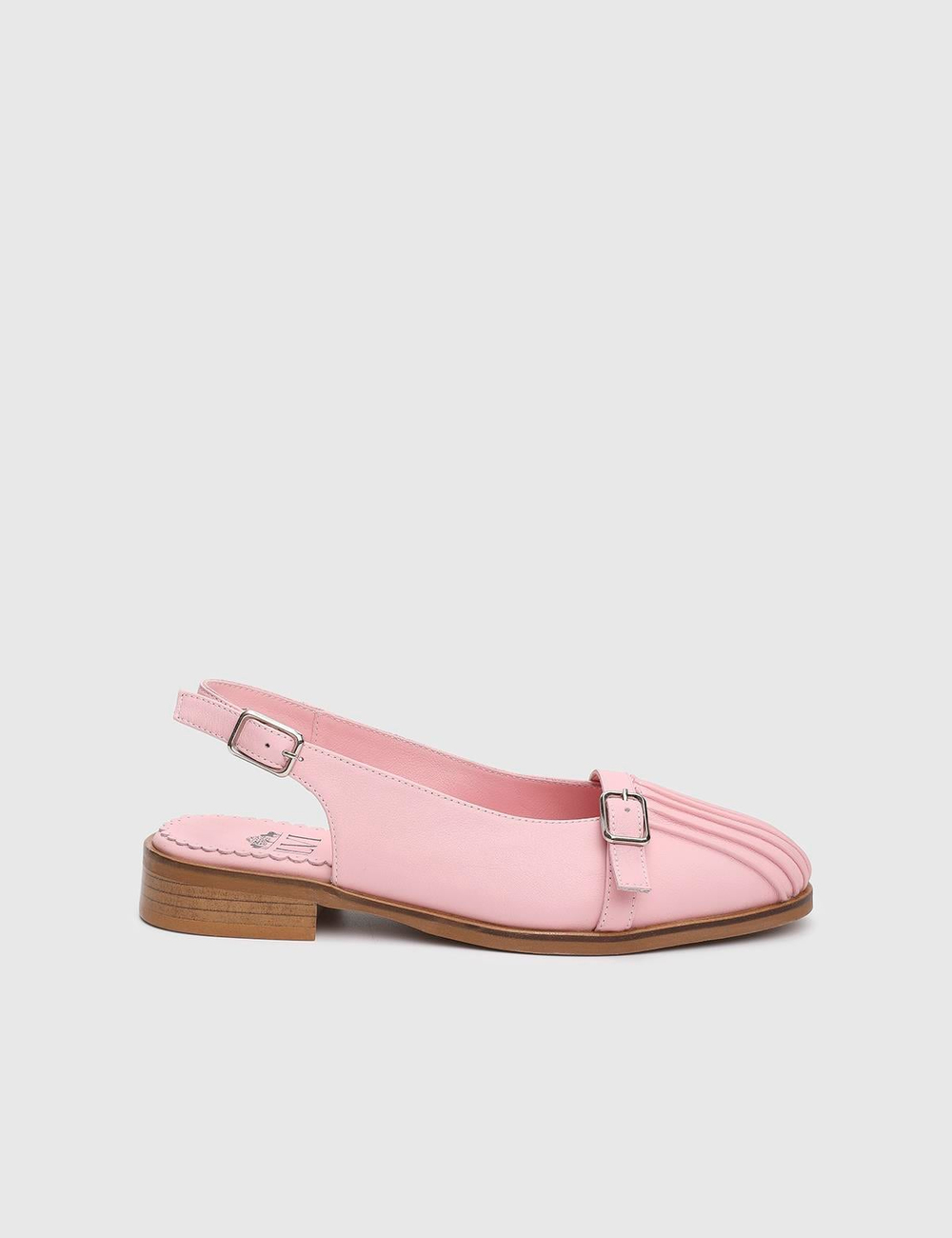 Jodie Hakiki Deri Pembe Kadın Sandalet