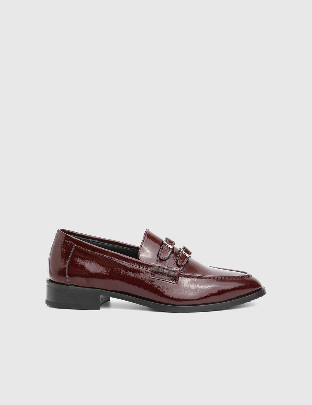 Lorayn Hakiki Rugan Deri Bordo Kadın Loafer