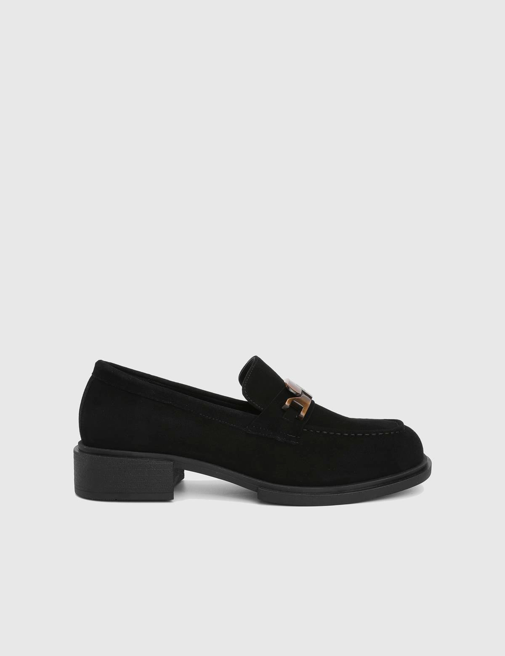 Sementa Hakiki Süet Deri Siyah Kadın Loafer