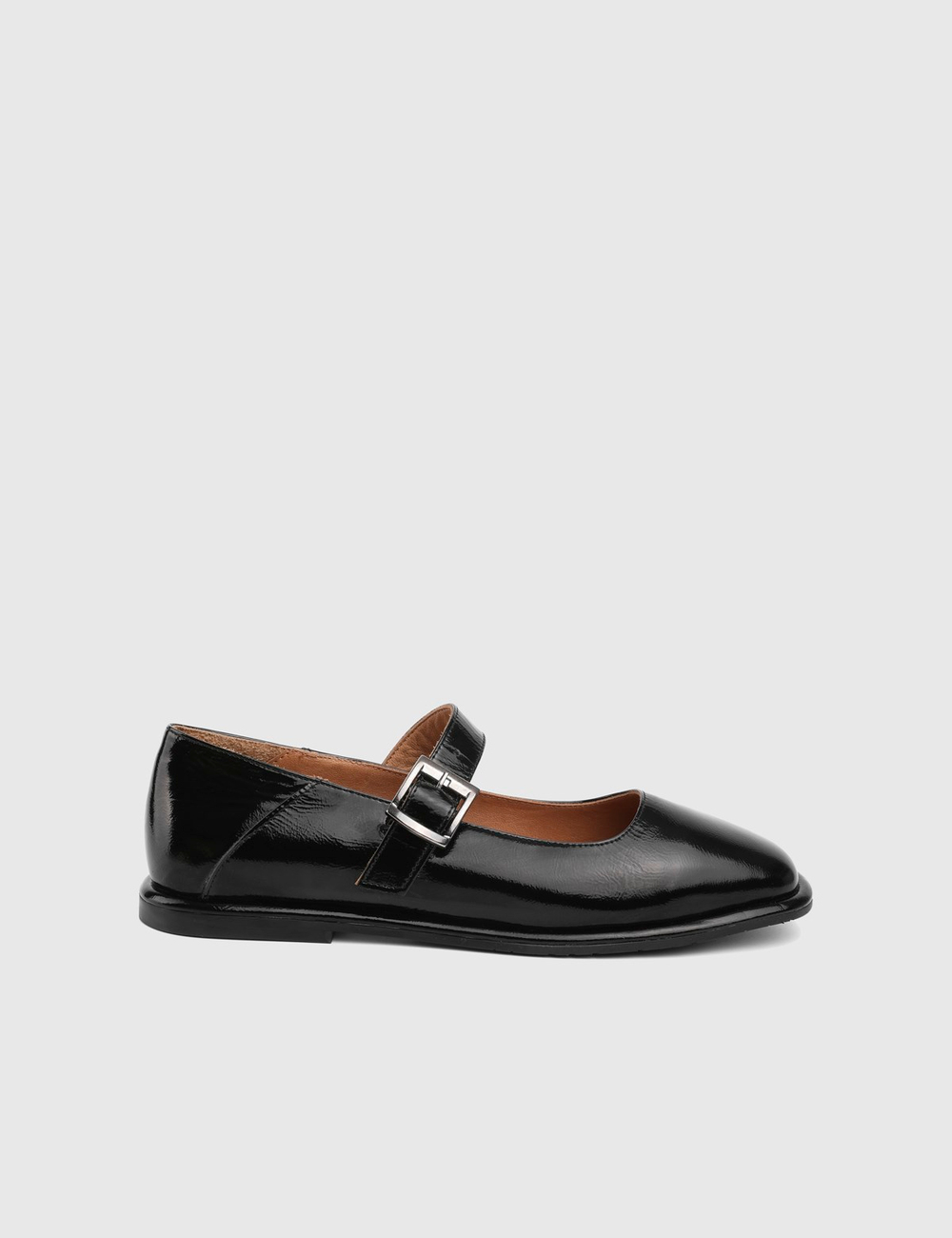 Umira Hakiki Rugan Deri Kadın Siyah Babet