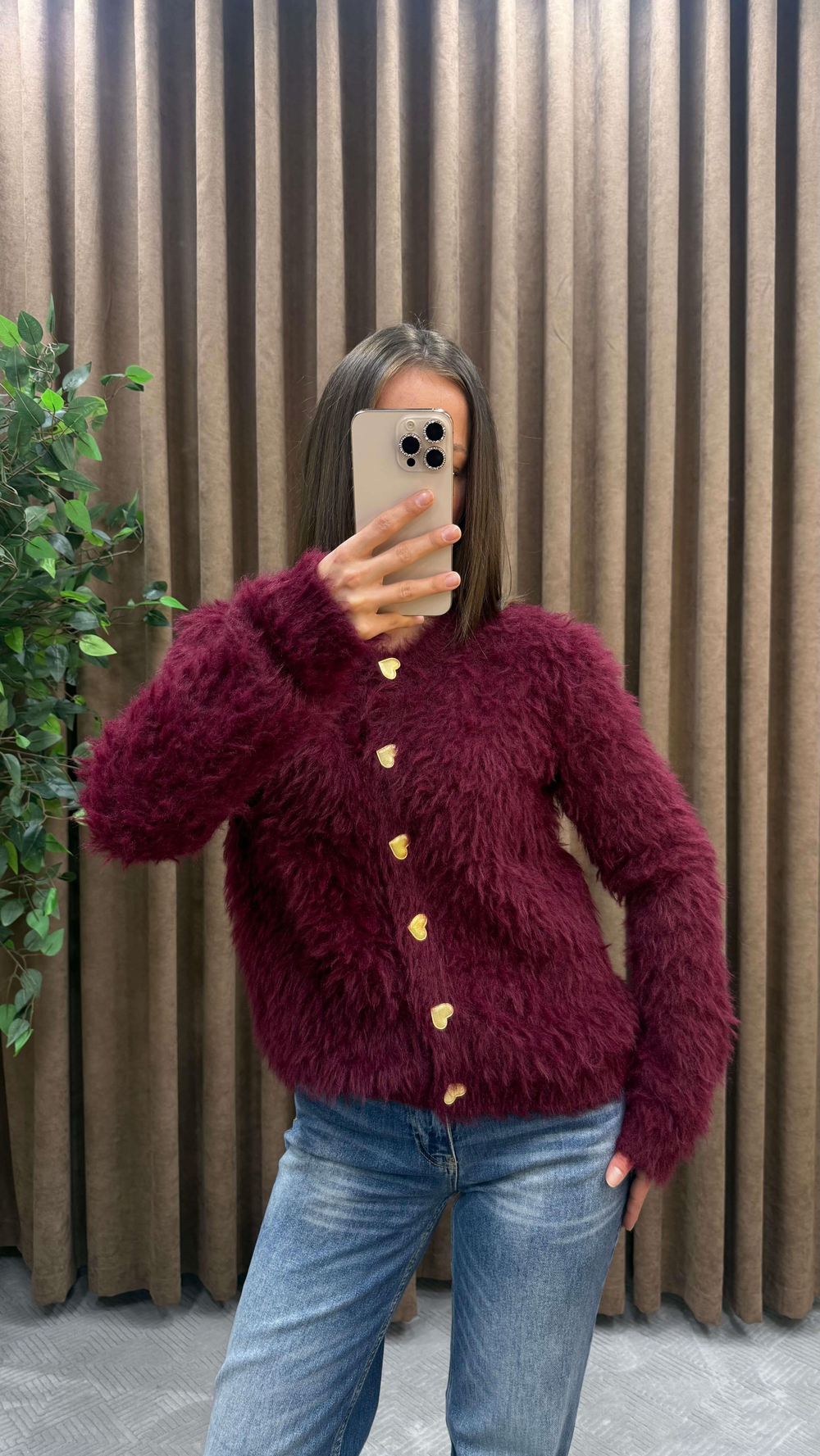 BORDO GOLD DÜĞME DETAYLI SAÇAKLI HIRKA