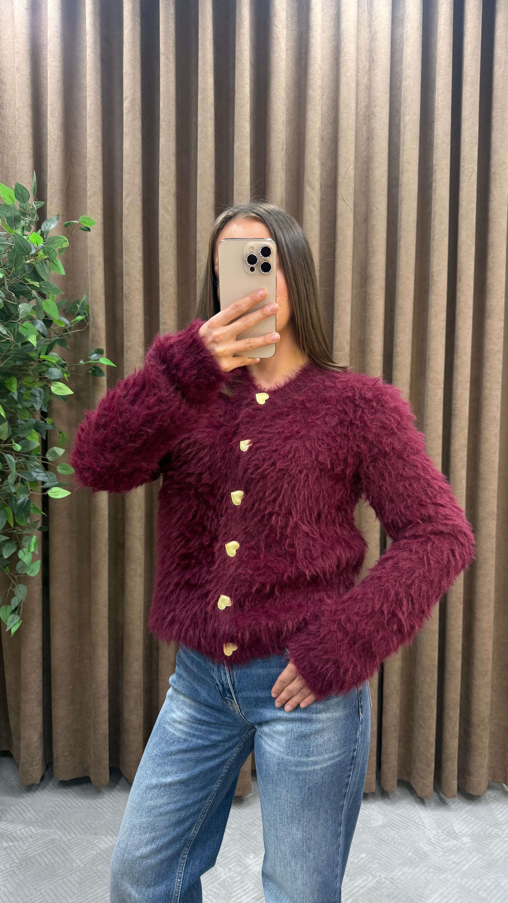 BORDO GOLD DÜĞME DETAYLI SAÇAKLI HIRKA
