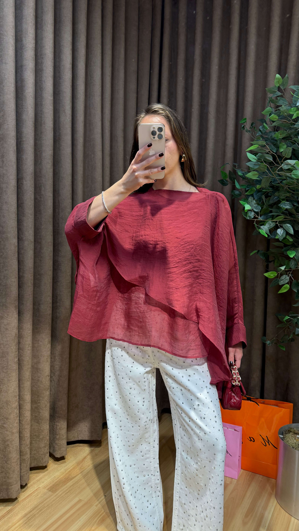 BORDO PELERİN MODEL TÜL BLUZ