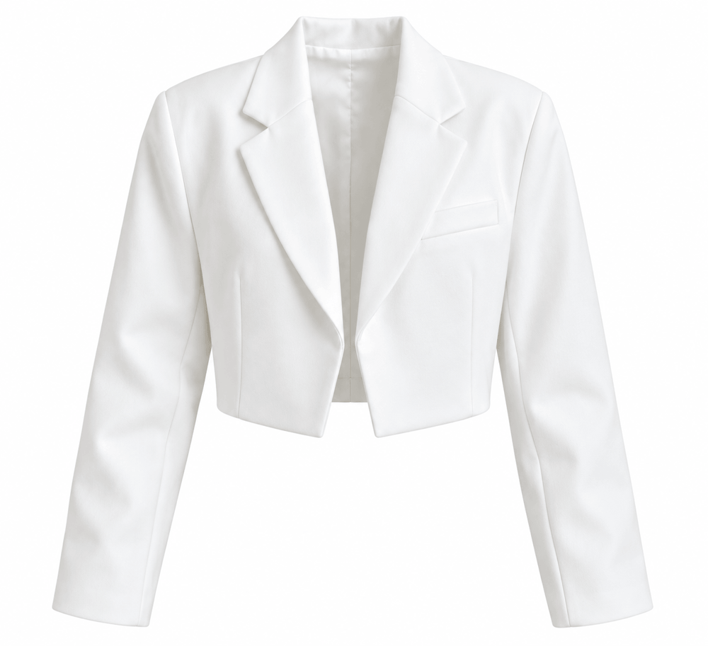 CROP BLAZER CEKET-BEYAZ