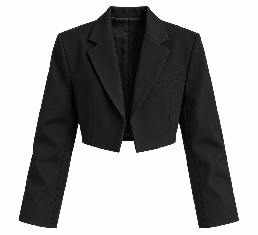 CROP BLAZER CEKET-SİYAH