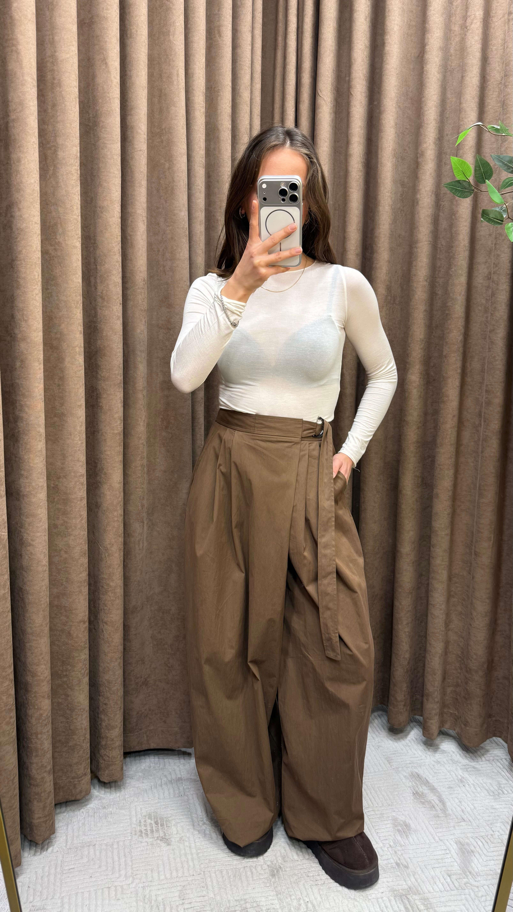 KAHVE KUŞAKLI PARAŞÜT PANTOLON