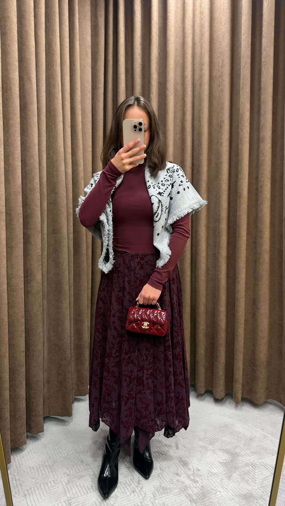 MÜRDÜM DESENLİ ASİMETRİK TÜL ETEK