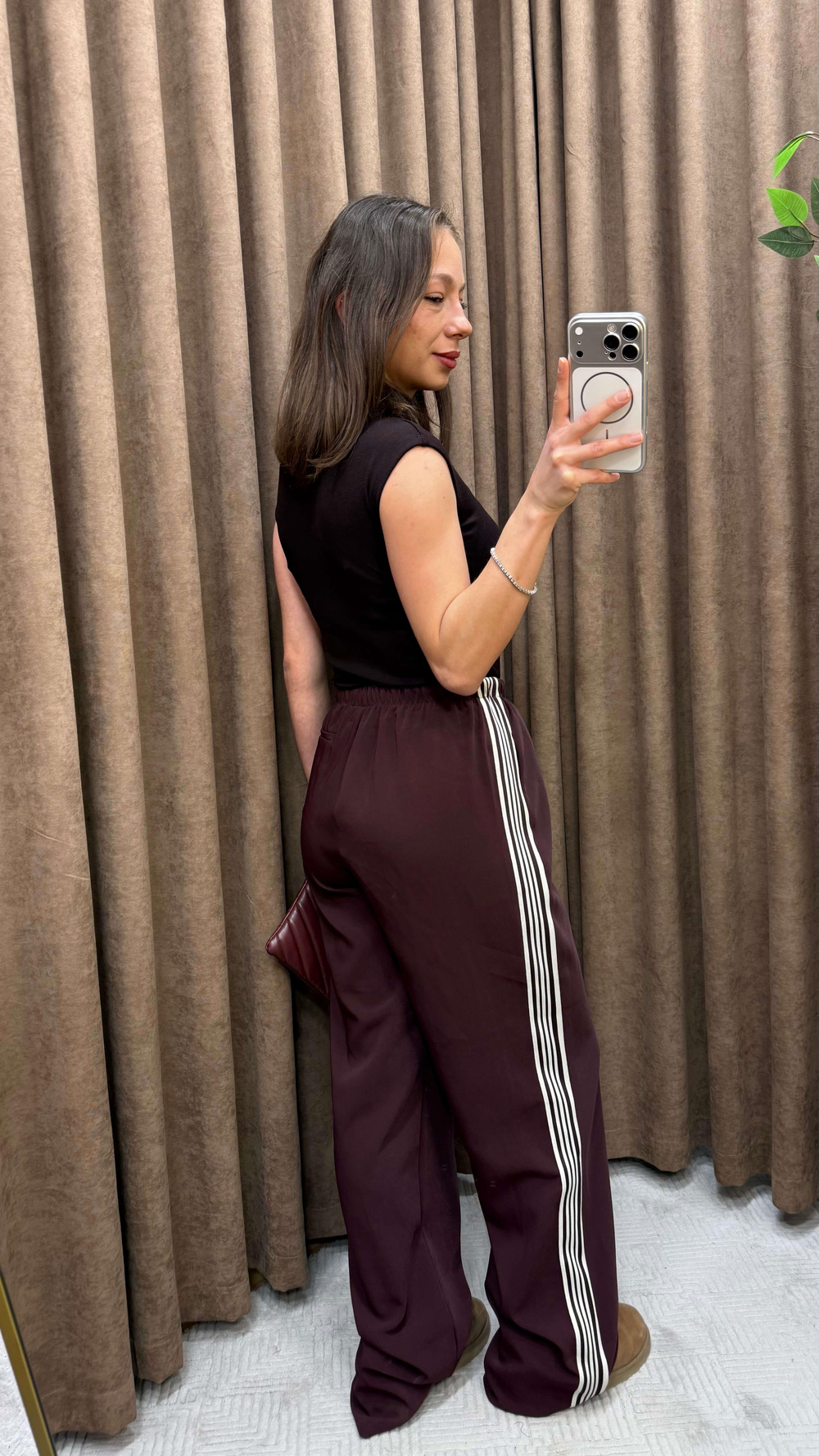 MÜRDÜM ŞERİT DETAYLI PANTOLON