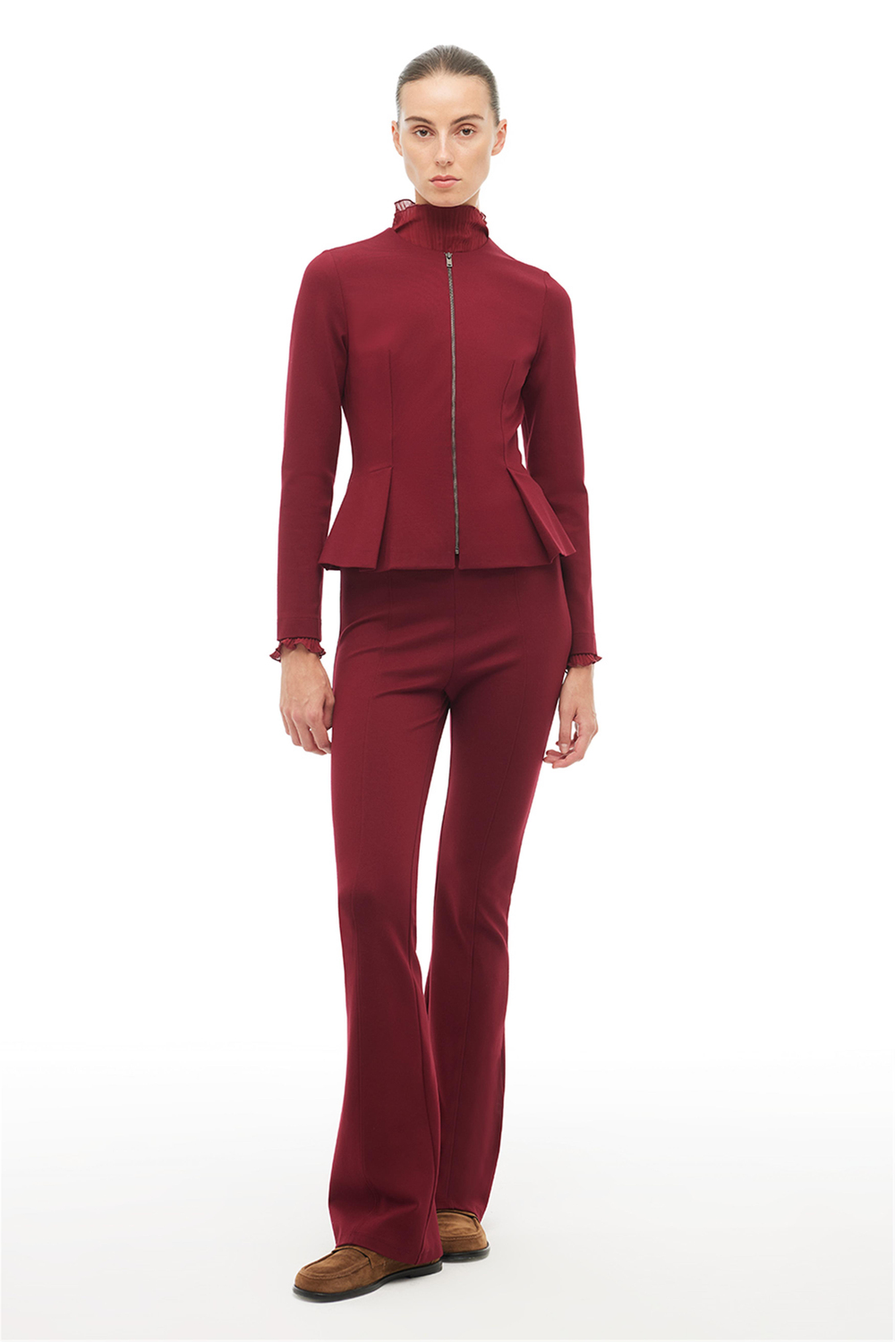 Bordo Slim Fit Kısa Ceket