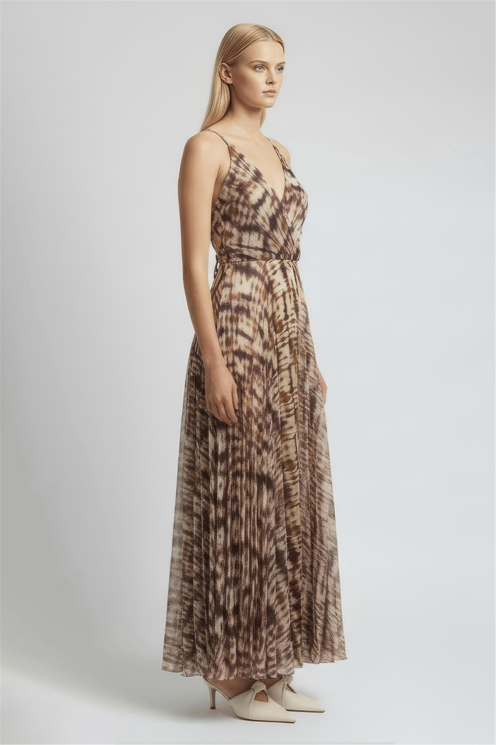 Çok Renkli Batik Midi Elbise