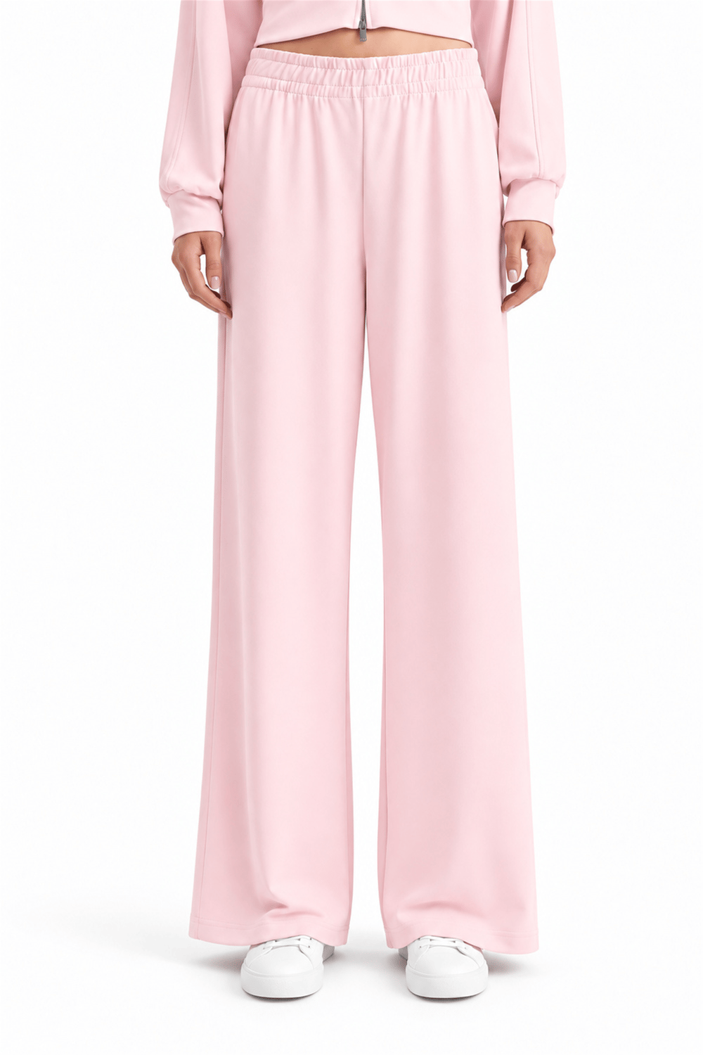 Pembe Fermuarlı Crop Eşofman Takımı