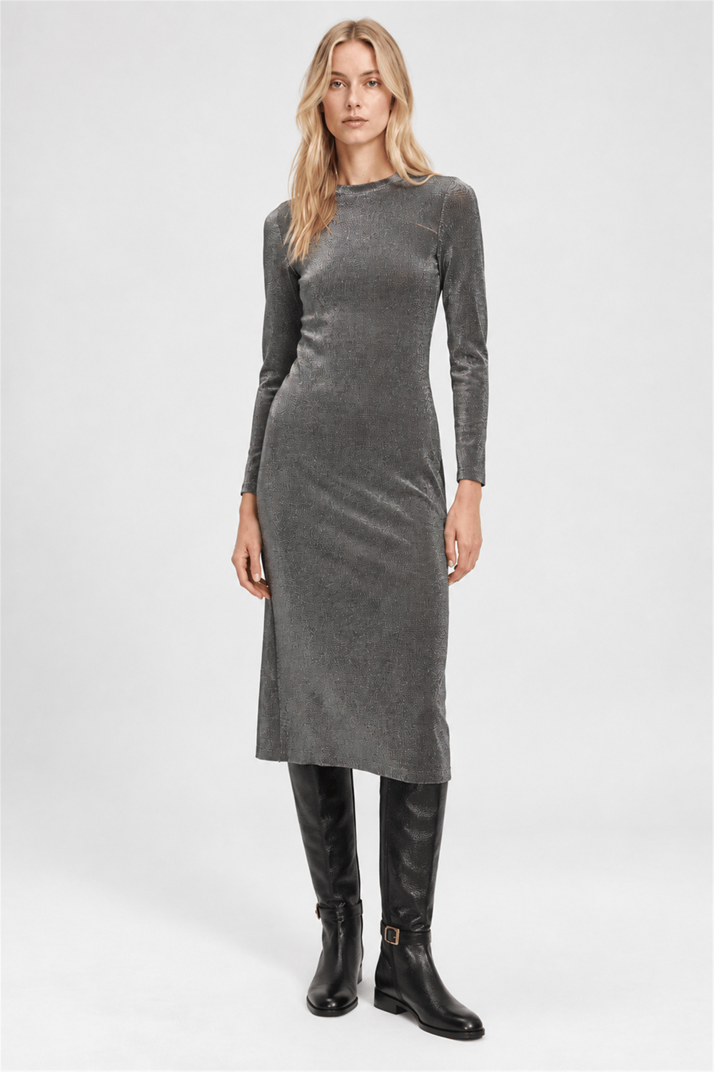 Siyah Slim Fit Midi Elbise