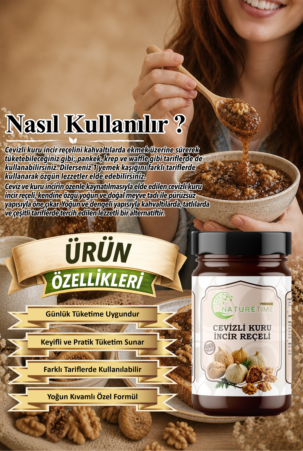 Cevizli Kuru İncir Reçeli 350 Gr