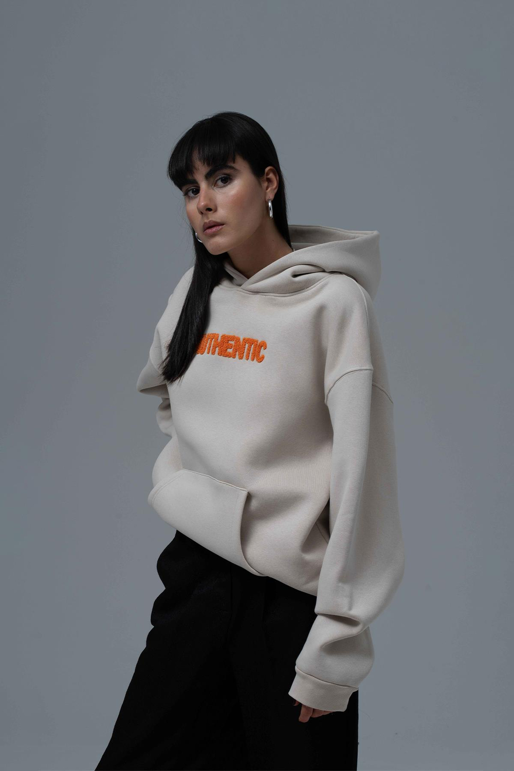 Authentic Oversize Sweatshirt Kadın Stone