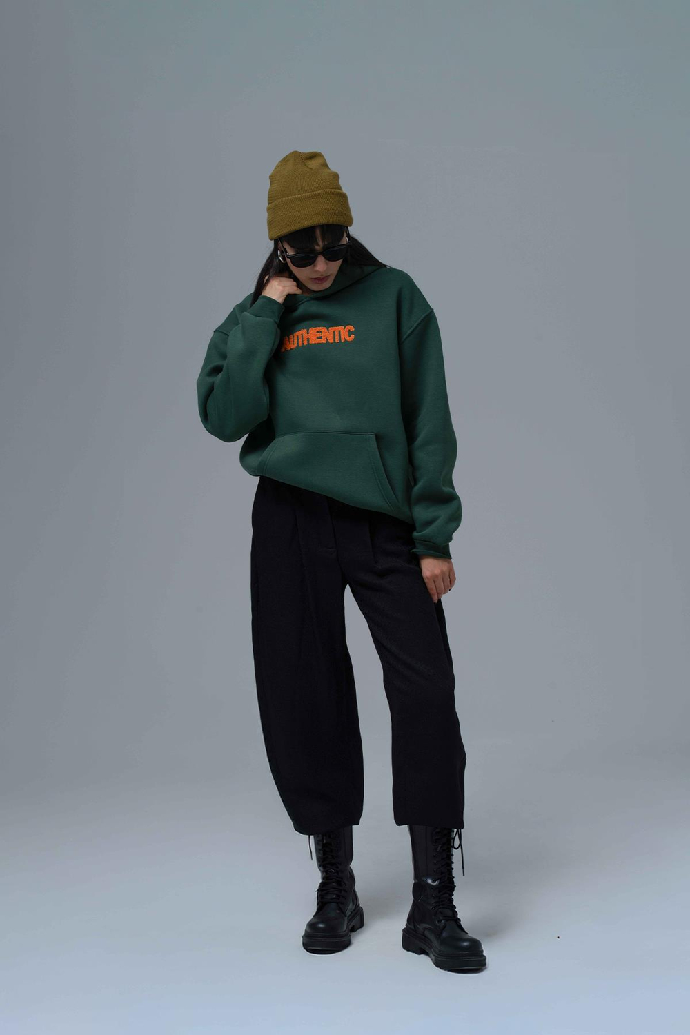 Authentic Oversize Sweatshirt Kadın Yeşil