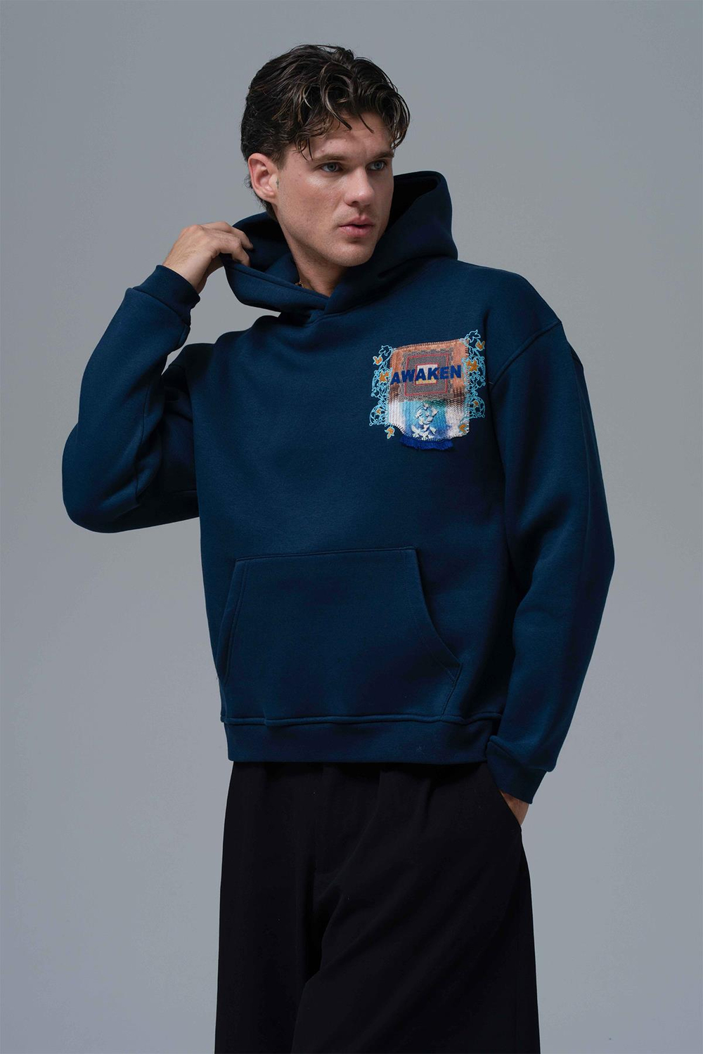 Awaken Oversize Sweatshirt Erkek İndigo
