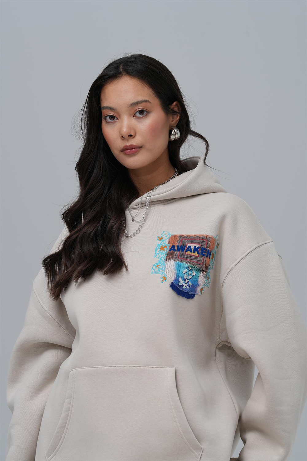 Awaken Oversize Sweatshirt Kadın Stone