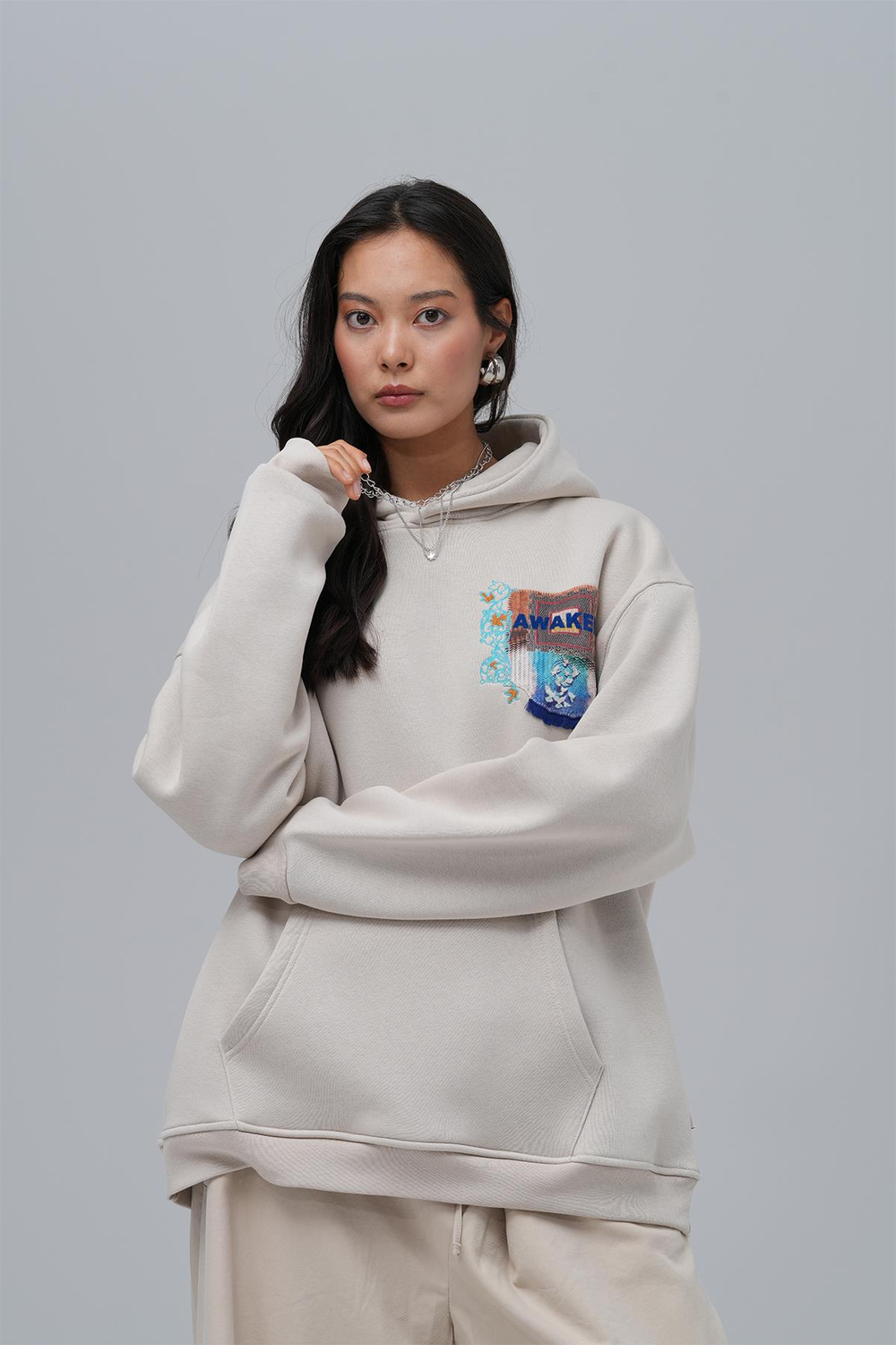 Awaken Oversize Sweatshirt Kadın Stone
