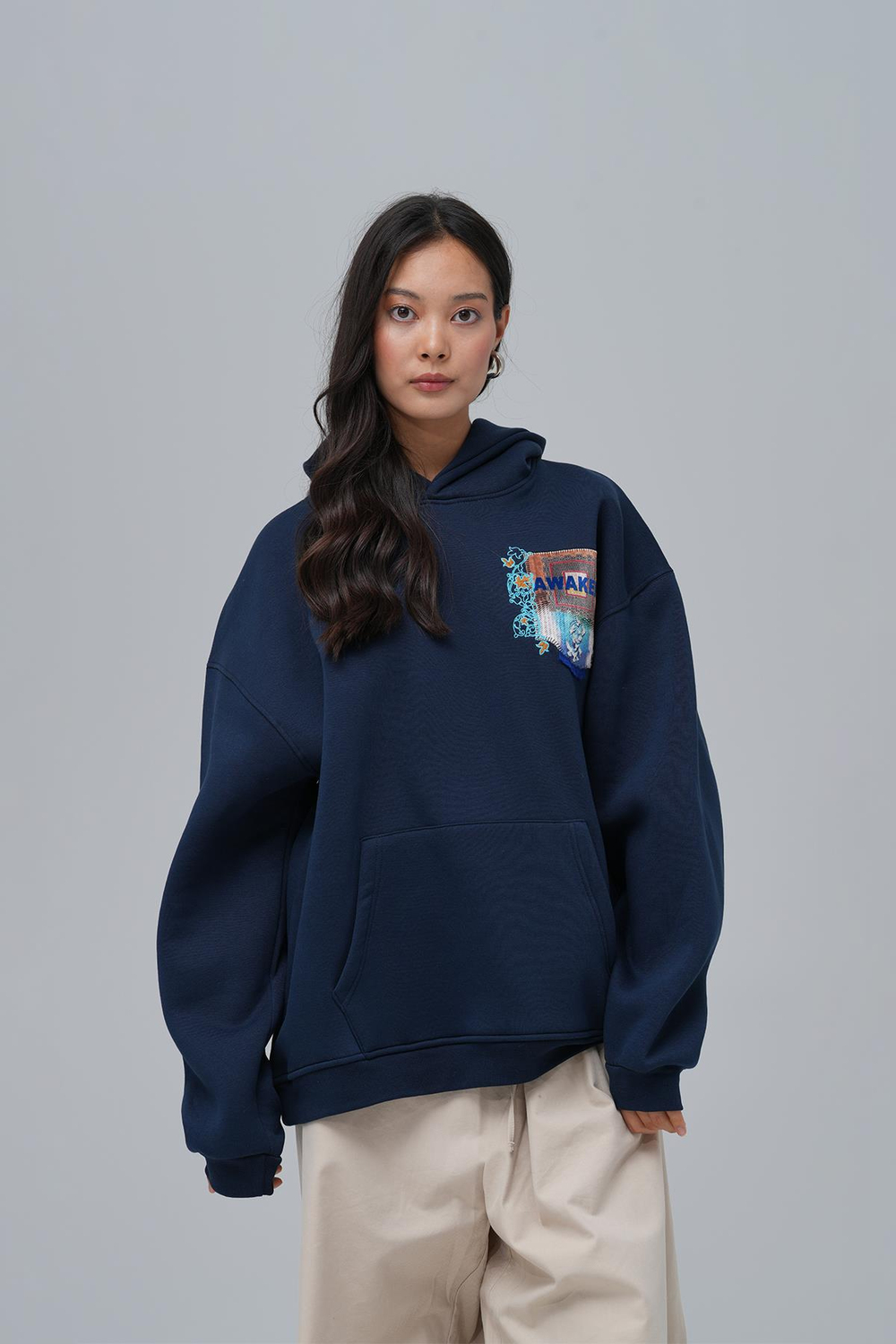 Awaken Oversize Sweatshirt Kadın İndigo