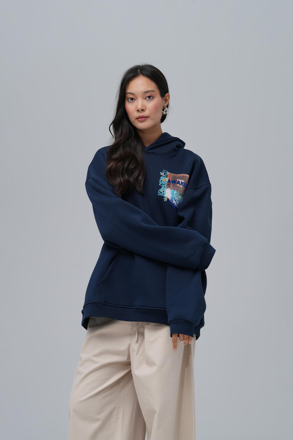 Awaken Oversize Sweatshirt Kadın İndigo