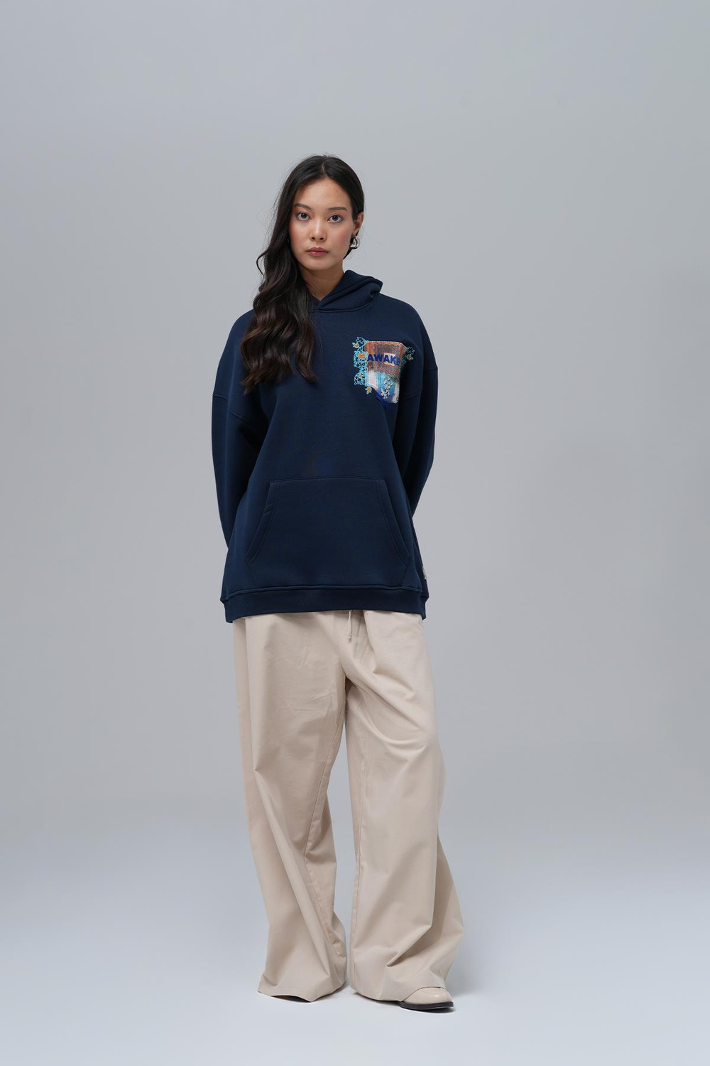 Awaken Oversize Sweatshirt Kadın İndigo