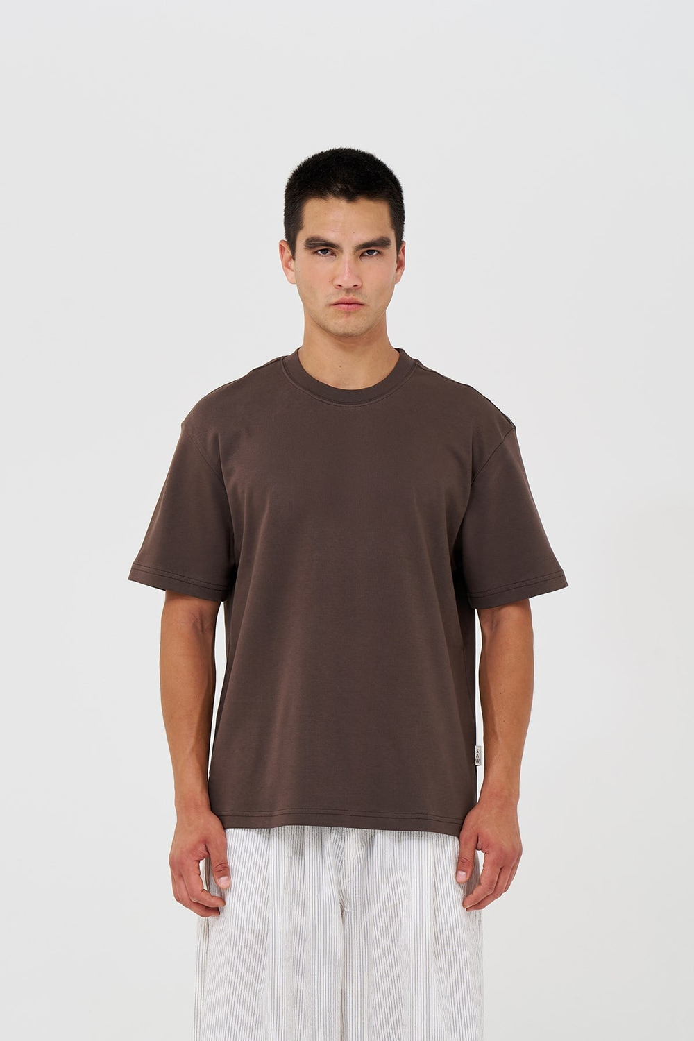 Basic Relaxed Fit Tişört Erkek /03 Kahverengi