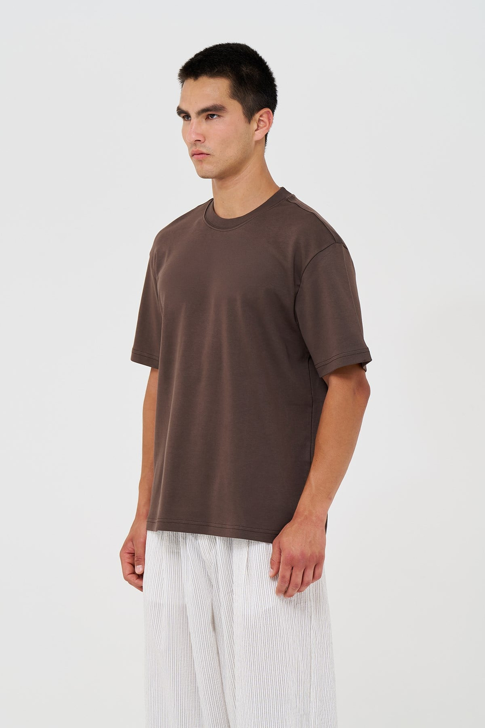 Basic Relaxed Fit Tişört Erkek /03 Kahverengi