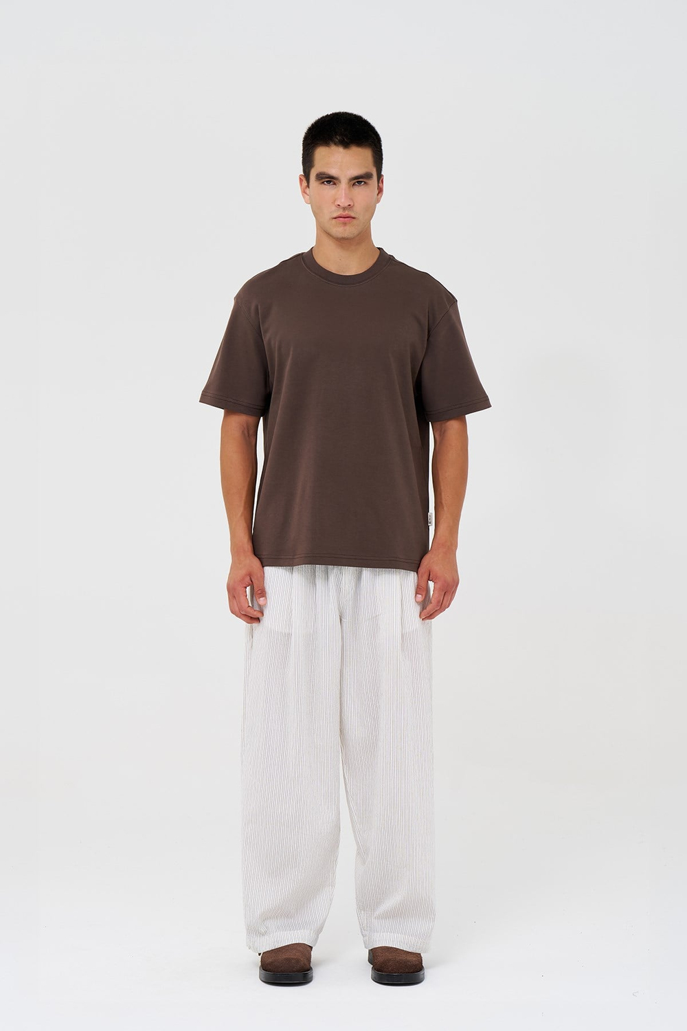 Basic Relaxed Fit Tişört Erkek /03 Kahverengi