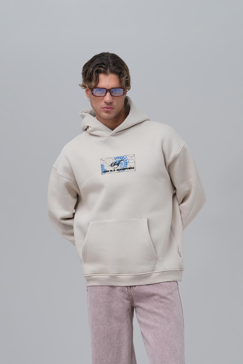 Be Good To Yourself Oversize Sweatshirt Erkek Stone