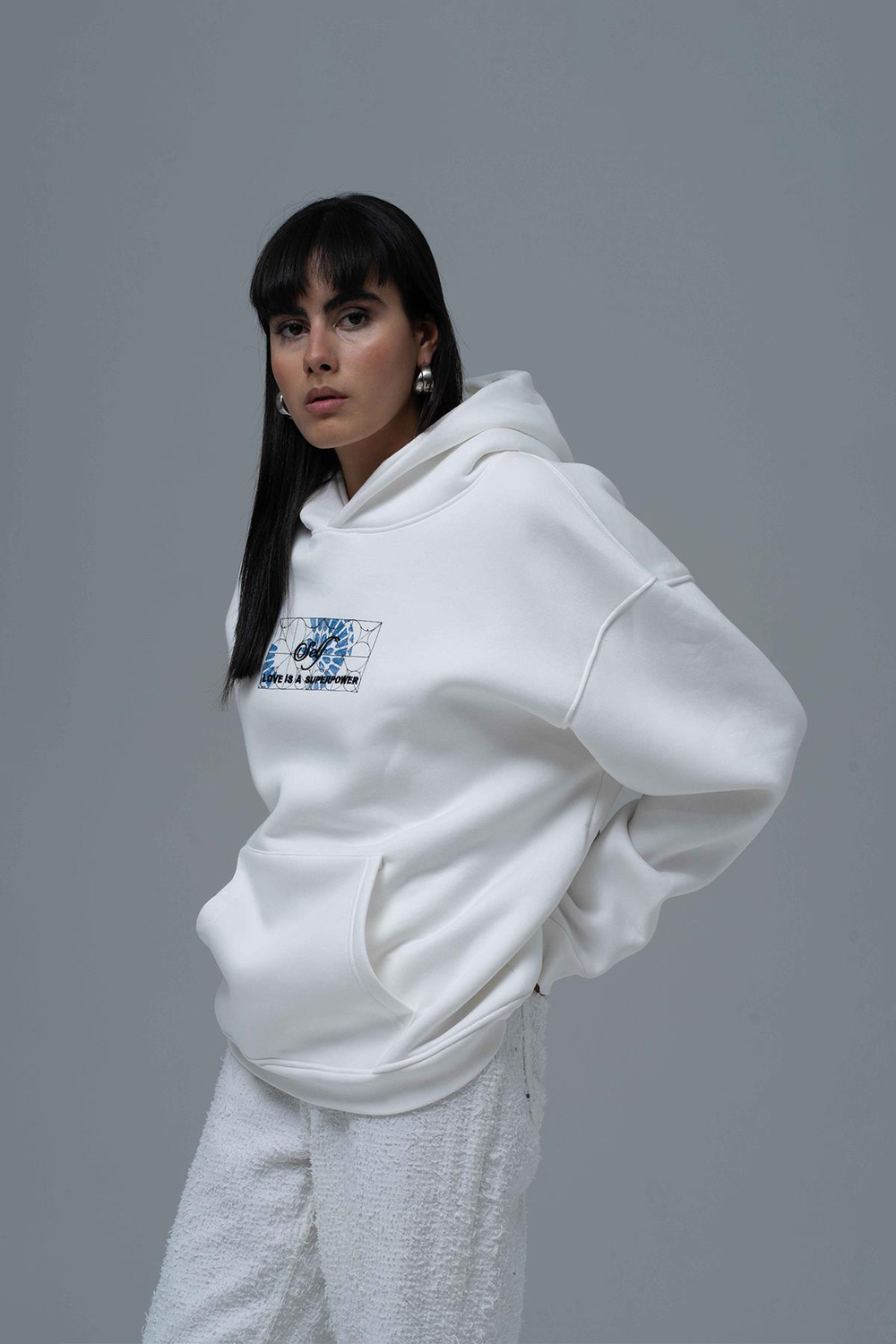 Be Good To Yourself Oversize Sweatshirt Kadın Ekru