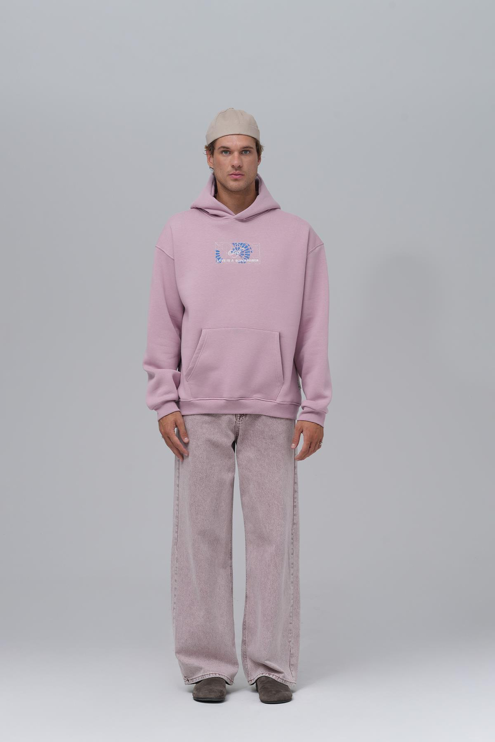 Be Good To Yourself Oversize Sweatshirt Erkek Pembe