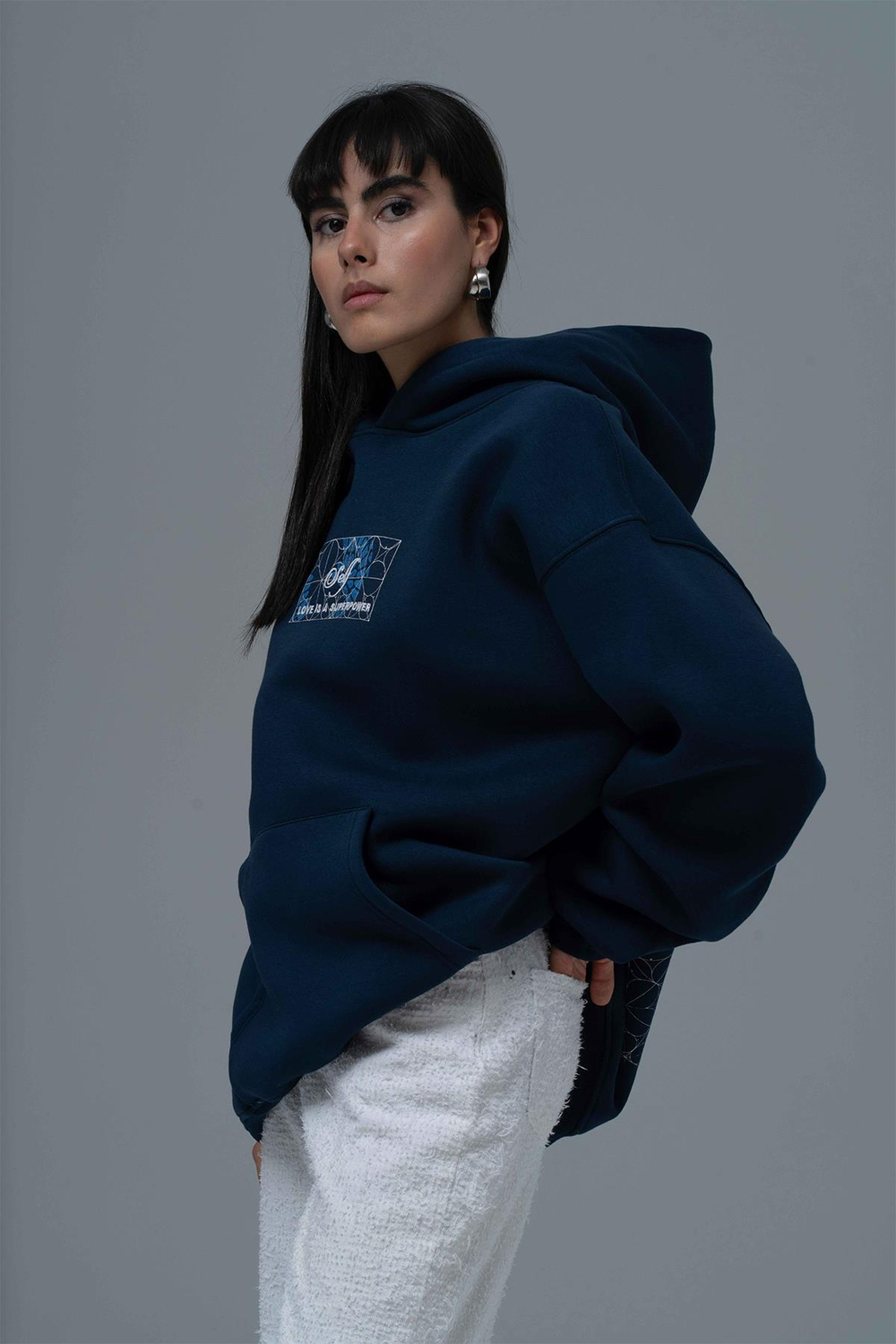 Be Good To Yourself Oversize Sweatshirt Kadın İndigo