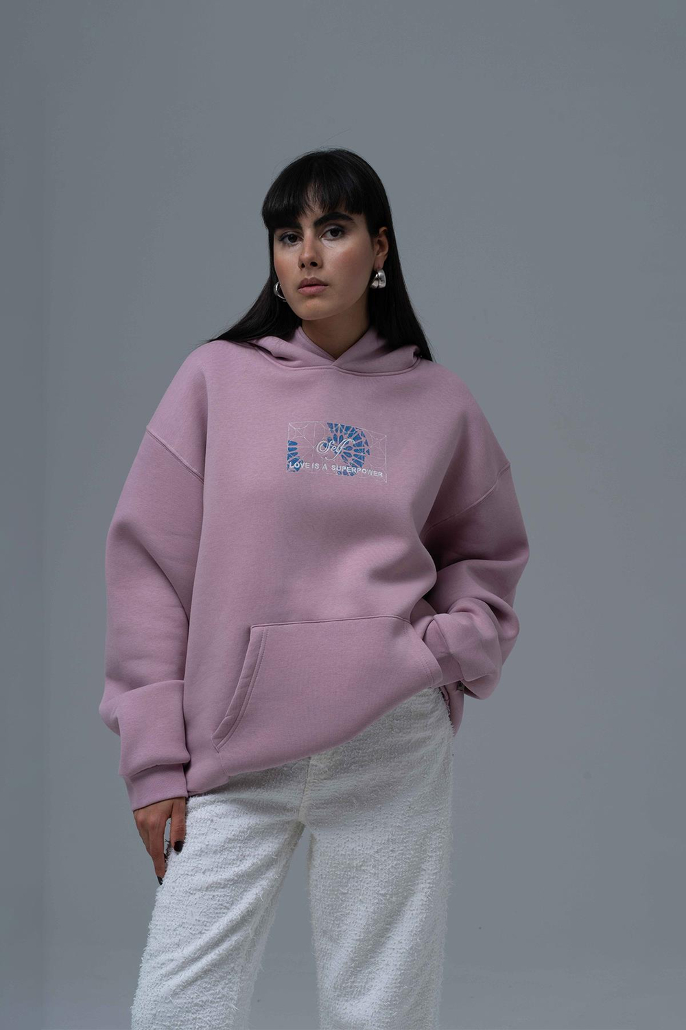 Be Good To Yourself Oversize Sweatshirt Kadın Pembe