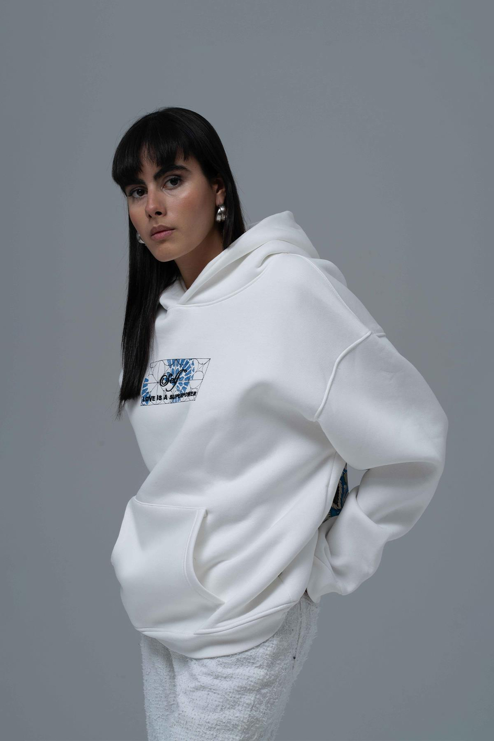 Be Good To Yourself Oversize Sweatshirt Kadın Ekru