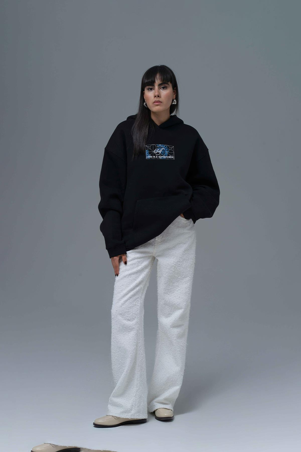 Be Good To Yourself Oversize Sweatshirt Kadın Siyah