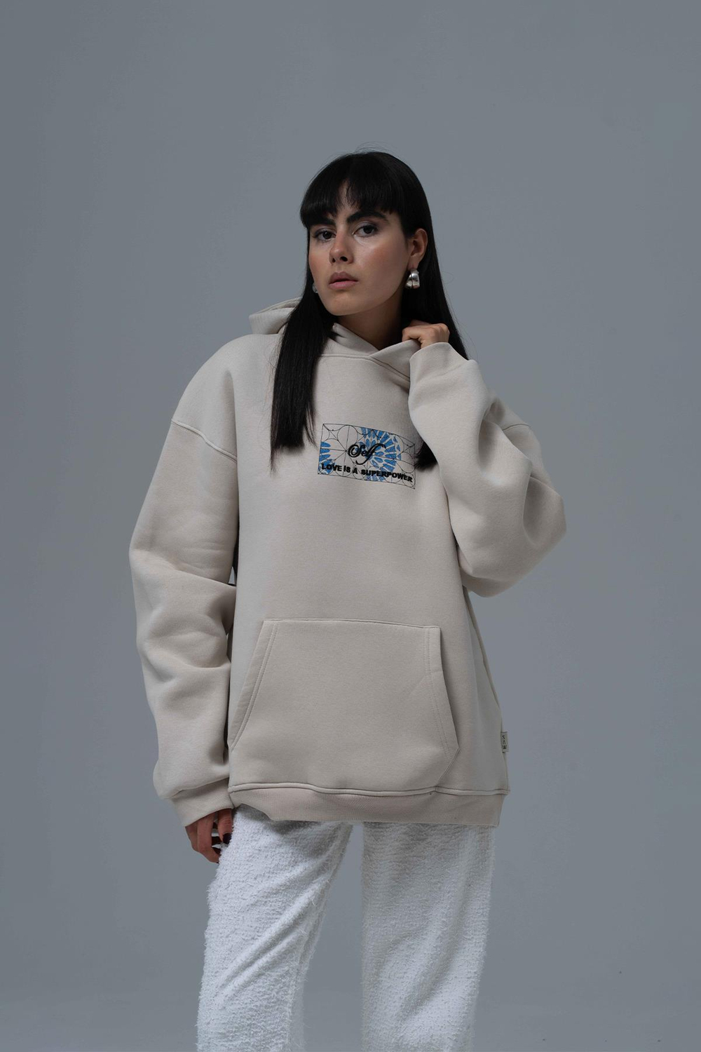 Be Good To Yourself Oversize Sweatshirt Kadın Stone