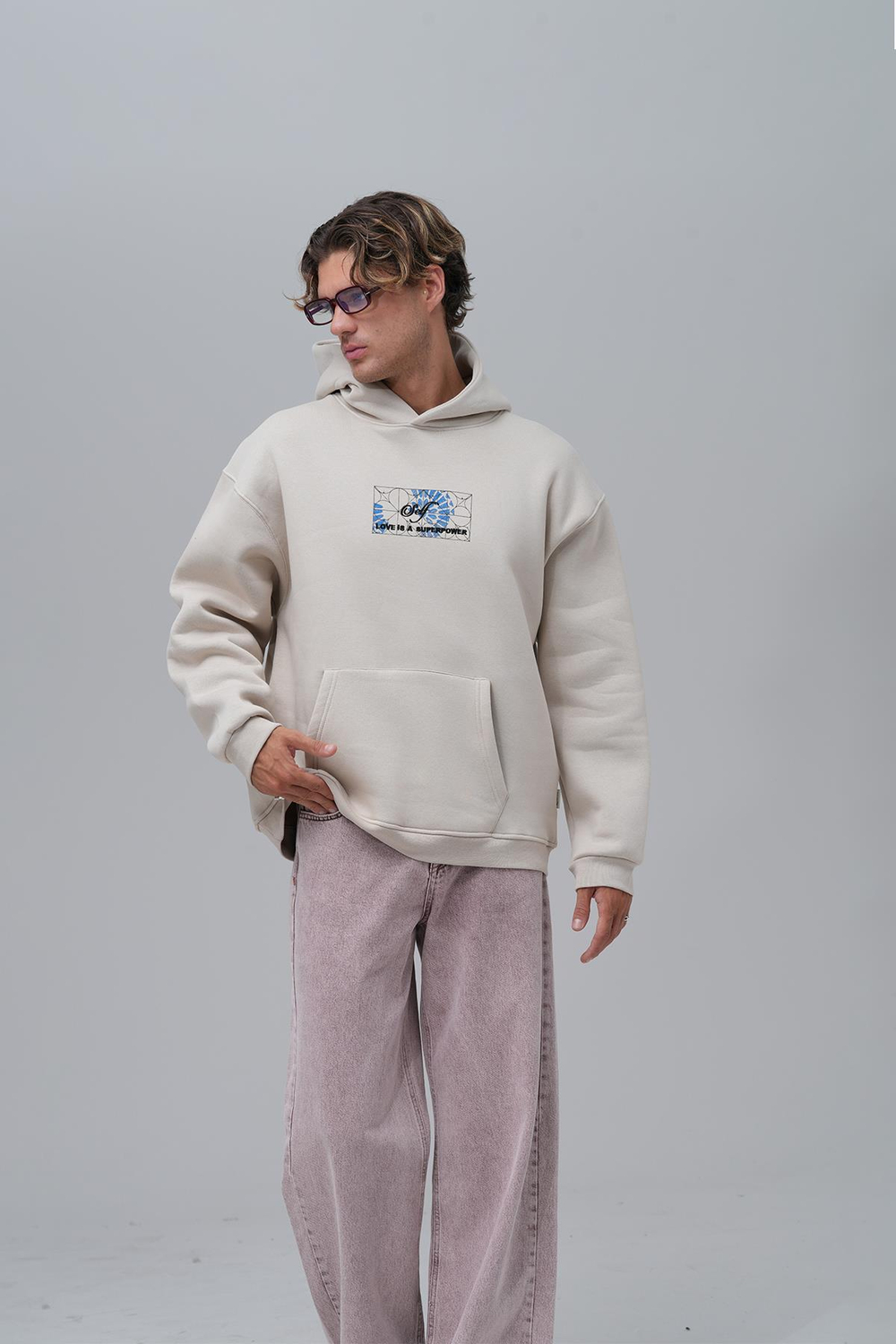 Be Good To Yourself Oversize Sweatshirt Erkek Stone