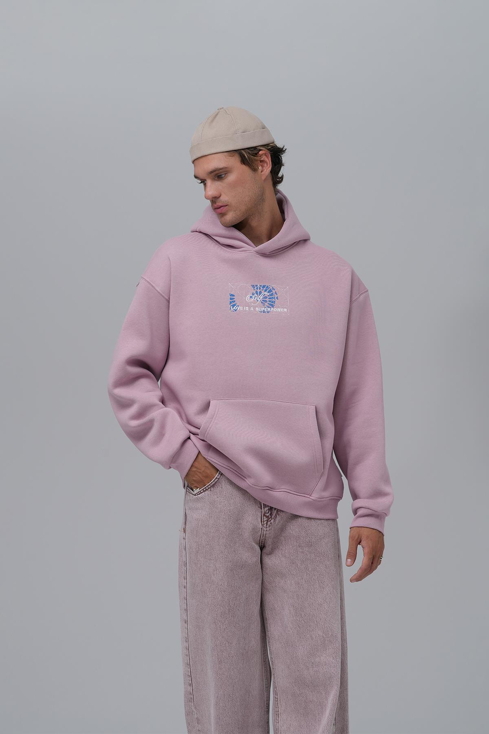 Be Good To Yourself Oversize Sweatshirt Erkek Pembe