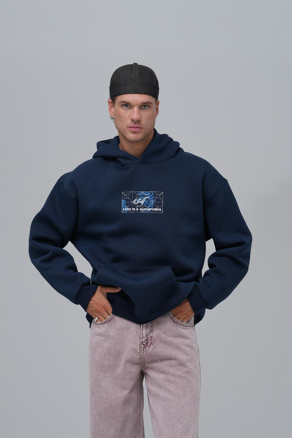 Be Good To Yourself Oversize Sweatshirt Erkek İndigo