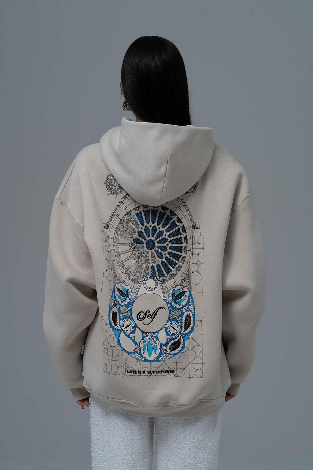 Be Good To Yourself Oversize Sweatshirt Kadın Stone