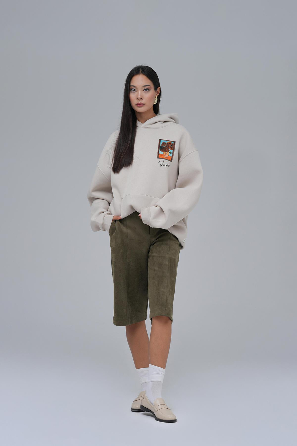 Beyond the Frames Oversize Sweatshirt Kadın Stone
