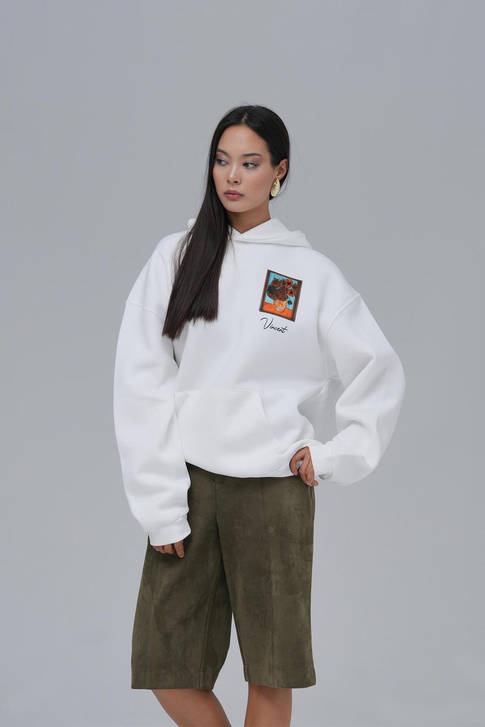 Beyond the Frames Oversize Sweatshirt Kadın Ekru