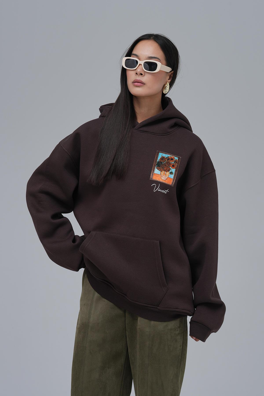 Beyond the Frames Oversize Sweatshirt Kadın Kahverengi