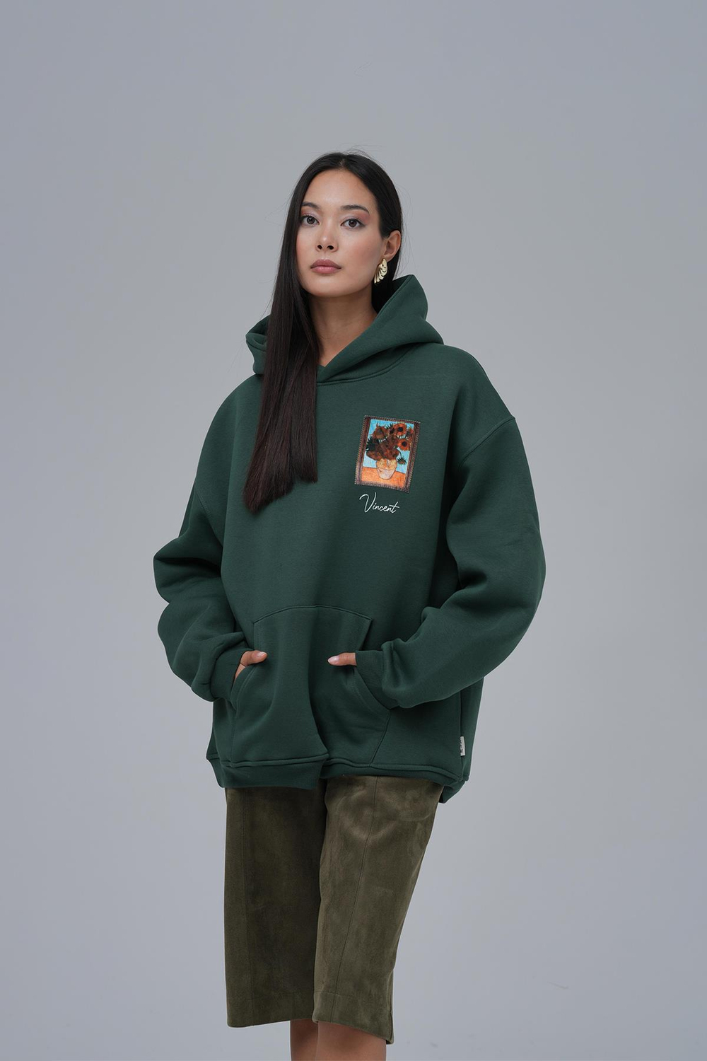 Beyond the Frames Oversize Sweatshirt Kadın Yeşil