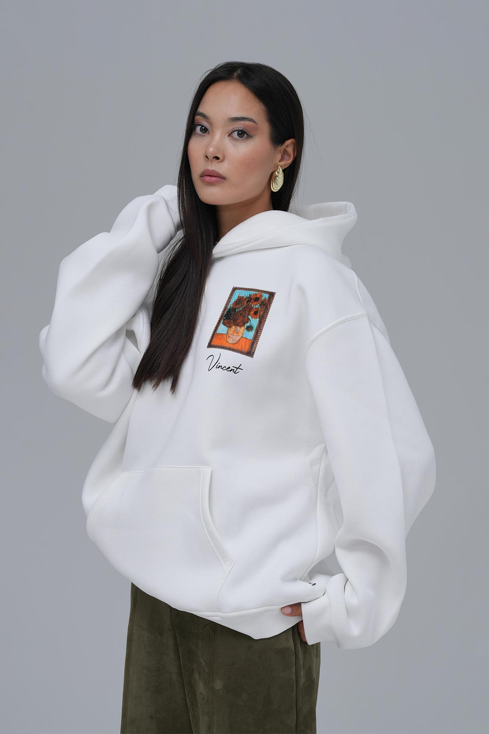 Beyond the Frames Oversize Sweatshirt Kadın Ekru