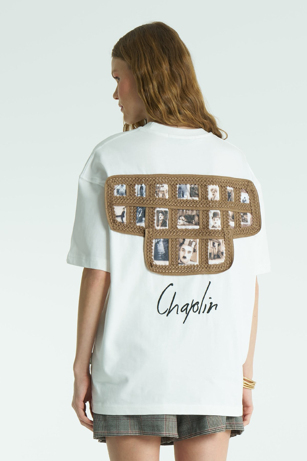 Chaplin Cinema Oversize Kadın Tişört Ekru
