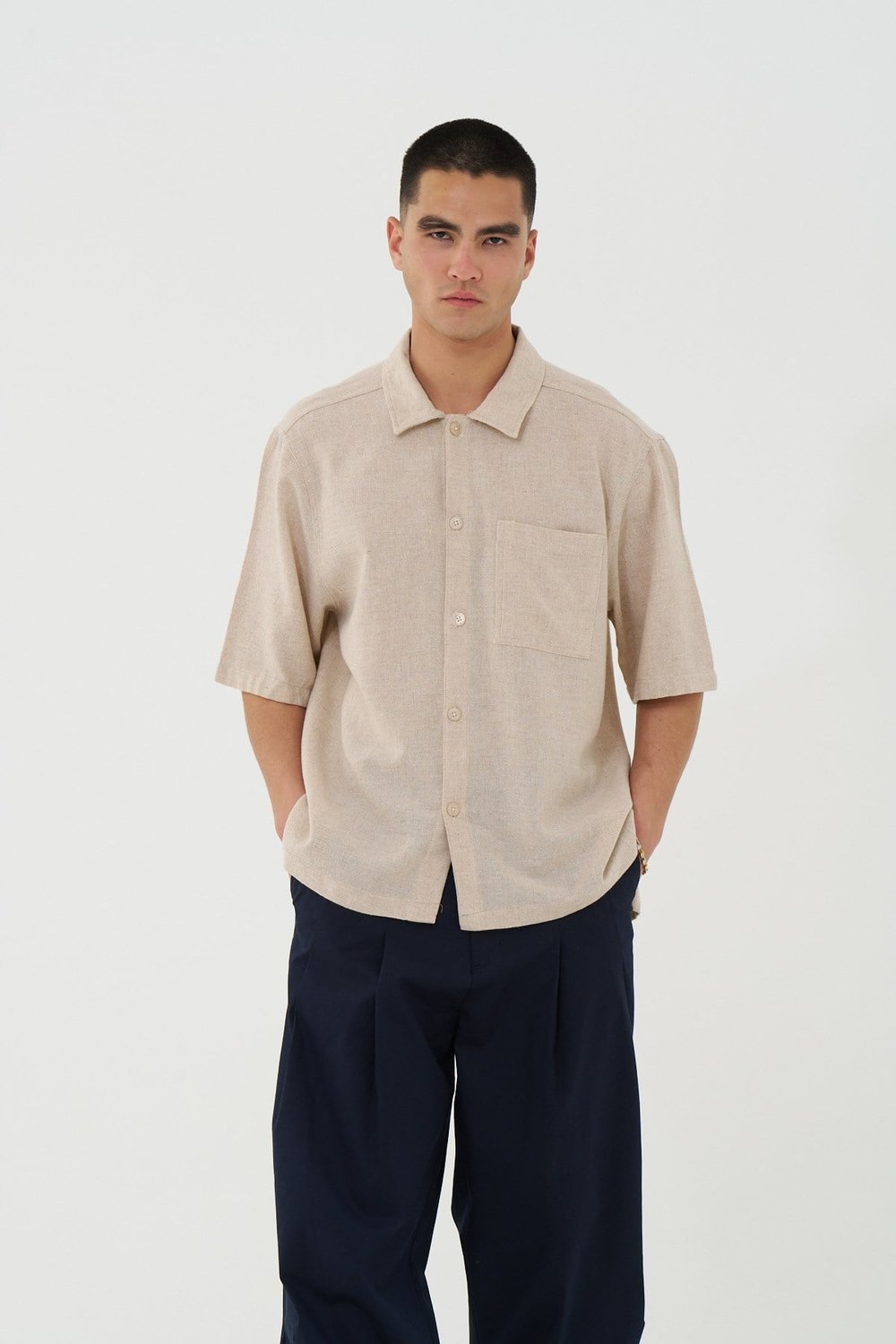 Core Regular Fit Erkek Gömlek Bej